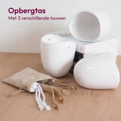 Gadgy Plantenhanger Keramiek - Set Van 3 - Hangpot Van Wit Steen - Hangende Bloempot Plantenpot - Met 3 Verschillende Koorden - 12x11x9.5CM -Tuin Aanleg 1200x1199 37