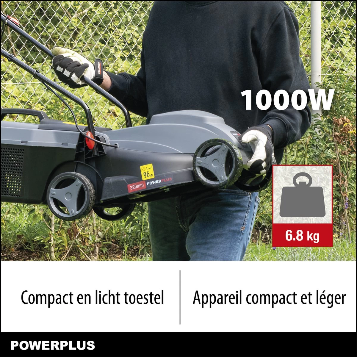 Powerplus POWEG63703 Elektrische Grasmaaier - Grasmachine Voor Kleine Tuin - 1000 W - 32cm Maaibreedte - 30L Opvangbak - Verstelbare Maaihoogte 4 Powerplus POWEG63703 Elektrische Grasmaaier - Grasmachine Voor Kleine Tuin - 1000 W - 32cm Maaibreedte - 30L Opvangbak - Verstelbare Maaihoogte - Afbeelding 2