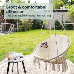 Vita5 Macramé Hangstoel - Voor Binnen En Buiten - Zonder Standaard - Incl. Kussen, Boekenvak En Beschermhoes - Tot 150kg - Beige 20 Vita5 Macramé Hangstoel - Voor Binnen En Buiten - Zonder Standaard - Incl. Kussen, Boekenvak En Beschermhoes - Tot 150kg - Beige -Tuin Aanleg 1200x1200 139