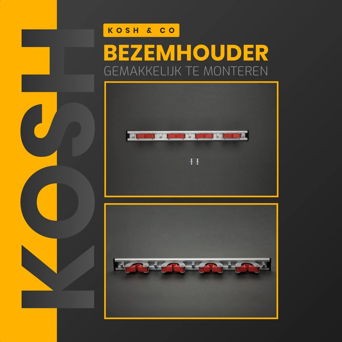 Merkloos Stevige Bezemhouder - Aluminium - Ophangsysteem Bezem - 5 Haken & 4 Houders - Gereedschaphouder - Opbergsysteem 7 Merkloos Stevige Bezemhouder - Aluminium - Ophangsysteem Bezem - 5 Haken & 4 Houders - Gereedschaphouder - Opbergsysteem - Afbeelding 5