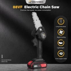 Violeworks® Accu Kettingzaag - Snoeizaag - Mini Kettingzaag - Handkettingzaag - Ook Voor Makita - Elektrische Kettingzaag - Elektrische Snoeischaar - Op Batterij - 2900 MAh - 1080W - 88V -Tuin Aanleg 1200x1200 1527