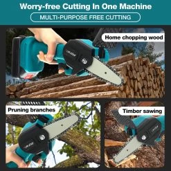 Merkloos Mini Accu Kettingzaag - 4 Inch Elektrische Boomzaag - Handkettingzaag - Met 2 Accu En 1 Oplader - Voor Tuinboom Ranch Bomen Snijden Hout- Blauw -Tuin Aanleg 1200x1200 1674