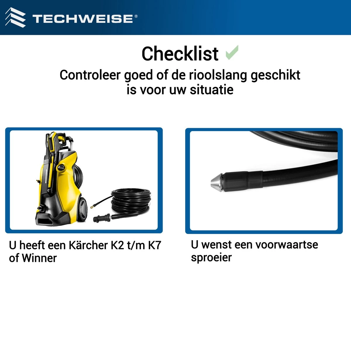 Techweise - Rioolslang Voor Kärcher K2 T/m K7 - 15M - Met Voorwaartse Hogedruksproeiers 4 Techweise - Rioolslang Voor Kärcher K2 T/m K7 - 15M - Met Voorwaartse Hogedruksproeiers - Afbeelding 2