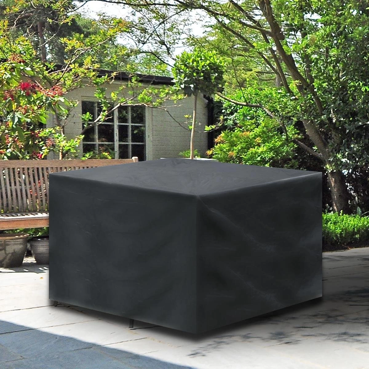 Merkloos Beschermhoes Voor Tuinmeubelen - 250x250x90cm - Zwart 3 Merkloos Beschermhoes Voor Tuinmeubelen - 250x250x90cm - Zwart