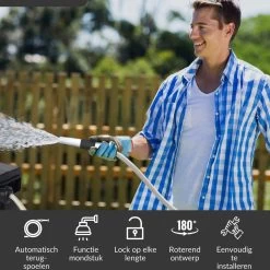 Buxibo - Wandslangenbox 20 Meter + 2 Meter - Tuinslang Met Haspel - 9 Sproei Standen - Slangenhouder 180° Draaibaar - Tuinslanghaspel Zwart+ Gratis Sproeier - Zwart -Tuin Aanleg 1200x1200 2164