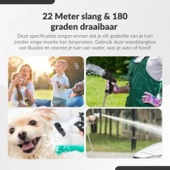 Buxibo - Wandslangenbox 20 Meter + 2 Meter - Tuinslang Met Haspel - 9 Sproei Standen - Slangenhouder 180° Draaibaar - Tuinslanghaspel Zwart+ Gratis Sproeier - Zwart -Tuin Aanleg 1200x1200 2165