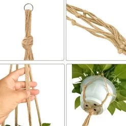 9 Stuks Jute Macrame Plantenhangers - Boho Handgeweven Katoen Hangpot Voor Binnen/Buiten - Hangende Bloempot Met Kralen - Macramé Touw/Koord Hangplant Houder - Bohemian Wandhanger Decoratie - Plant Hanger - Verticale Tuin Bloempothouder Planthanger -Tuin Aanleg 1200x1200 2306