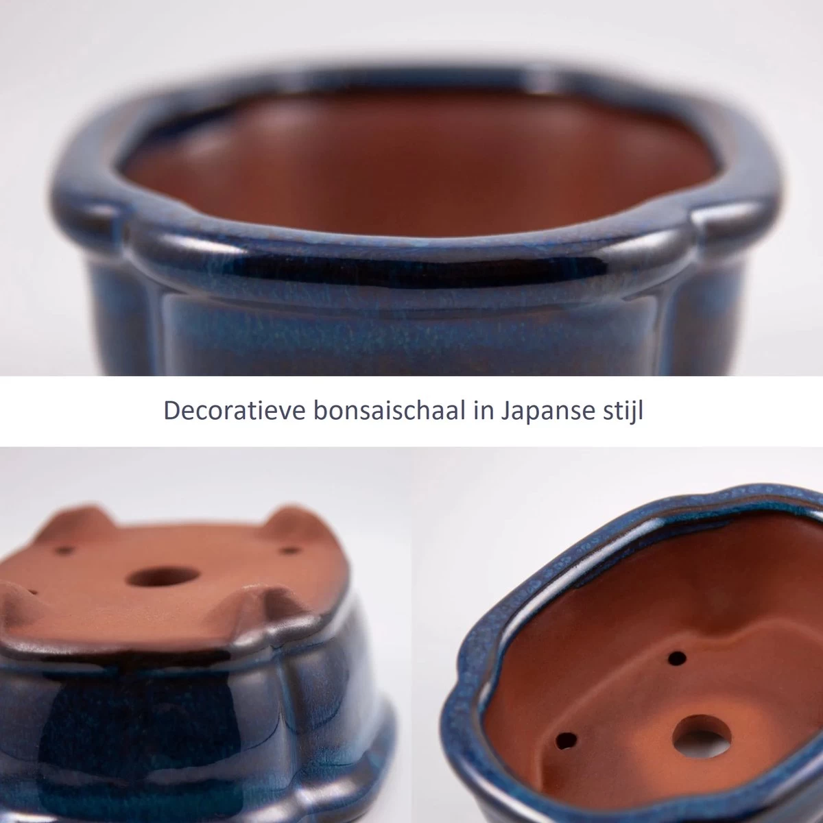 Happy Seed Keramieken Bonsai Pot (schaal) - Marine Blauw - Geglazuurd 8 Happy Seed Keramieken Bonsai Pot (schaal) - Marine Blauw - Geglazuurd - Afbeelding 6