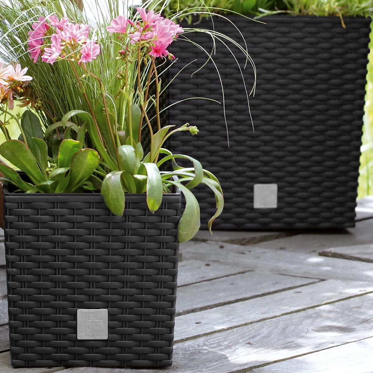 Prosperplast Kunststof Rato Rotan Bloempot/plantenpot Met Binnenpot Antraciet 40 Cm - Bloempotten Voor Binnen En Buiten 10 Prosperplast Kunststof Rato Rotan Bloempot/plantenpot Met Binnenpot Antraciet 40 Cm - Bloempotten Voor Binnen En Buiten - Afbeelding 8