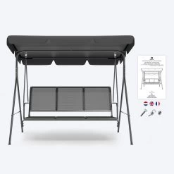LifeGoods Schommelbank - 3-zits - Tot 250KG - Kantelbaar Dak - UV-bestendig Zonnescherm - 172x104x162cm - Grijs 18 LifeGoods Schommelbank - 3-zits - Tot 250KG - Kantelbaar Dak - UV-bestendig Zonnescherm - 172x104x162cm - Grijs -Tuin Aanleg 1200x1200 288