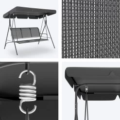 LifeGoods Schommelbank - 3-zits - Tot 250KG - Kantelbaar Dak - UV-bestendig Zonnescherm - 172x104x162cm - Grijs 19 LifeGoods Schommelbank - 3-zits - Tot 250KG - Kantelbaar Dak - UV-bestendig Zonnescherm - 172x104x162cm - Grijs -Tuin Aanleg 1200x1200 289