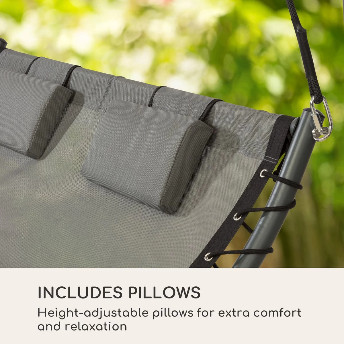 Blumfeldt Palermo Schommelbank - Hollywoodschommel 130 X 207 Cm - Ligbed Met Dak - Schommelstoel Voor 2 Personen - Tuinbank Inclusief Nekkussens - Stalen Frame En Polyester Dak - Grijs 8 Blumfeldt Palermo Schommelbank - Hollywoodschommel 130 X 207 Cm - Ligbed Met Dak - Schommelstoel Voor 2 Personen - Tuinbank Inclusief Nekkussens - Stalen Frame En Polyester Dak - Grijs - Afbeelding 6