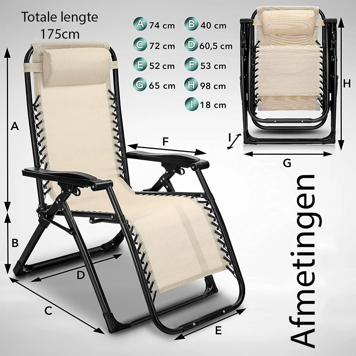 Sens Design Tuinstoel - Ligstoel Tuin - Beige 7 Sens Design Tuinstoel - Ligstoel Tuin - Beige - Afbeelding 5