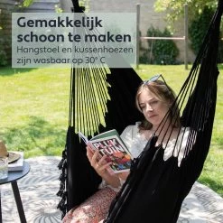 Vita5 XXL Hangstoel - Binnen&Buiten Hangnest - Incl. 2 Kussens En Boekenvak - Volwassenen&Kinderen - Hangmatstoel Tot 225kg - Zwart 16 Vita5 XXL Hangstoel - Binnen&Buiten Hangnest - Incl. 2 Kussens En Boekenvak - Volwassenen&Kinderen - Hangmatstoel Tot 225kg - Zwart -Tuin Aanleg 1200x1200 405