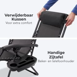 LifeGoods Opvouwbare Tuinstoelen - Verstelbaar Zonnescherm - 2 Stuks - 30°-90° Verstelbaar - Metaal - Zwart -Tuin Aanleg 1200x1200 42