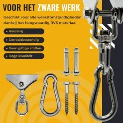 Itstrong® Plafondhaak Ophangsysteem Voor Binnen & Buiten – Ophanghaak Voor Bokszak – Schommel – Schommelstoel – Hangstoel - RVS -Tuin Aanleg 1200x1200 422