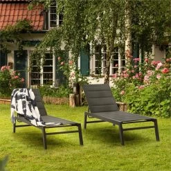 Blumfeldt Renazzo Lounge Ligstoel - Ligbed Voor De Tuin - Aluminium Tuinstoel - 6 Standen - Waterafstotend - Bekleding Van 70 % Pvc En 30 % Polyetheen - Zwart -Tuin Aanleg 1200x1200 445