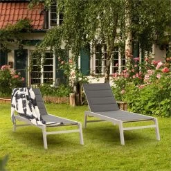 Blumfeldt Renazzo Lounge Ligstoel - Ligbed Voor De Tuin - Aluminium Tuinstoel - 6 Standen - Waterafstotend - Bekleding Van 70 % Pvc En 30 % Polyetheen - Grijs -Tuin Aanleg 1200x1200 459