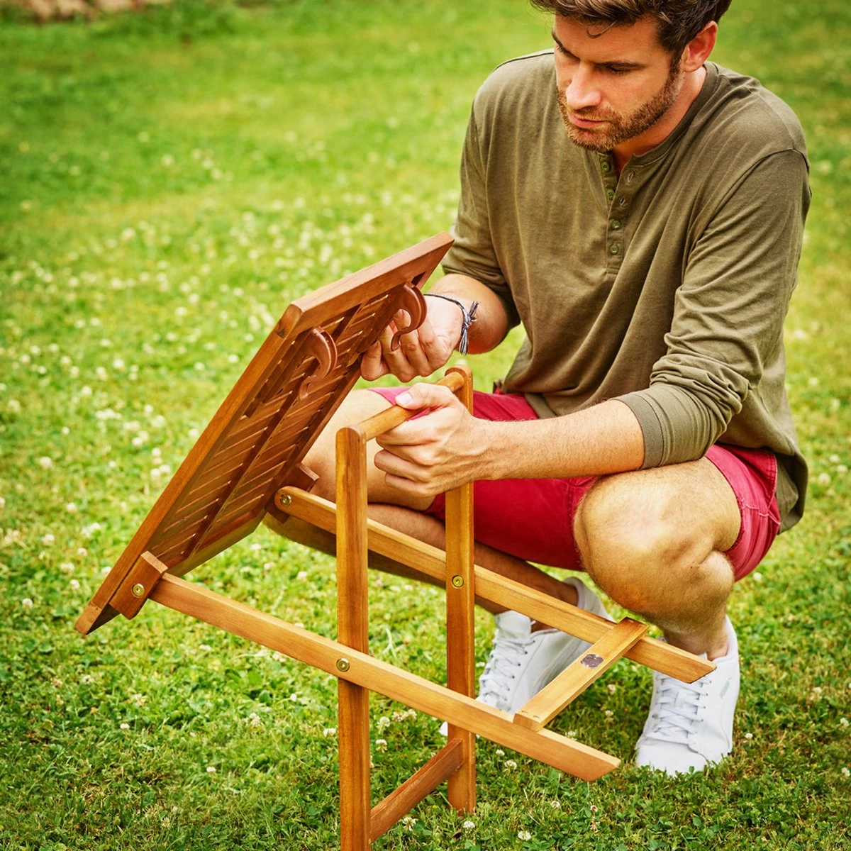 Merkloos EezyLife Houten Bijzettafel - 46x46x46cm - Acacia Hout - Tuintafel 9 Merkloos EezyLife Houten Bijzettafel - 46x46x46cm - Acacia Hout - Tuintafel - Afbeelding 7