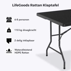LifeGoods Klaptafel - Inklapbaar - 180 Cm - 6 Tot 8 Personen - Zwart 13 LifeGoods Klaptafel - Inklapbaar - 180 Cm - 6 Tot 8 Personen - Zwart -Tuin Aanleg 1200x1200 714