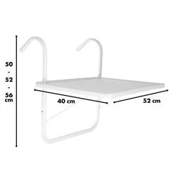 Luxe Inklapbare Balkontafel – 52 X 40 X 56cm – Wit – Hangend – Balkonbar – Balkontafels – Balkontafeltje – Hangtafel Balkon – Balcony Table – Voor Aan Het Balkon – Ophangbaar – Opklapbaar – Tafel – Inklapbaar – Buiten – Tafeltje – Klaptafel -Tuin Aanleg 1200x1200 734