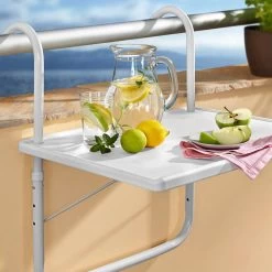 Luxe Inklapbare Balkontafel – 52 X 40 X 56cm – Wit – Hangend – Balkonbar – Balkontafels – Balkontafeltje – Hangtafel Balkon – Balcony Table – Voor Aan Het Balkon – Ophangbaar – Opklapbaar – Tafel – Inklapbaar – Buiten – Tafeltje – Klaptafel -Tuin Aanleg 1200x1200 739