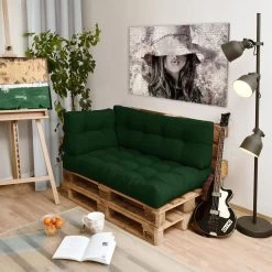 Beautissu Style – Palletkussen Set – 1x Zitkussen 120x80 Cm & 1x Rugkussen 120x40 Cm – Donker Groen -Tuin Aanleg 1200x1200 797