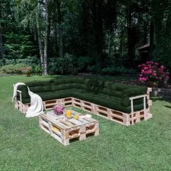 Beautissu Style – Palletkussen Set – 1x Zitkussen 120x80 Cm & 1x Rugkussen 120x40 Cm – Donker Groen -Tuin Aanleg 1200x1200 798