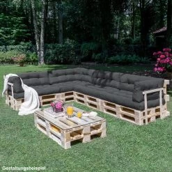 Beautissu Style – Palletkussen Set – 1x Zitkussen 120x80 Cm & 1x Rugkussen 120x40 Cm – Graphiet Grijs -Tuin Aanleg 1200x1200 832