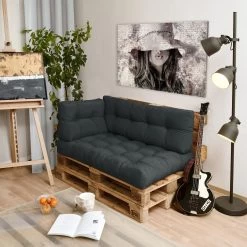 Beautissu Style – Palletkussen Set – 1x Zitkussen 120x80 Cm & 1x Rugkussen 120x40 Cm – Graphiet Grijs -Tuin Aanleg 1200x1200 834