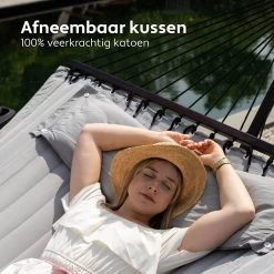 Vita5 Hangmat Met Standaard En Spreidstok – 2 Persoons – Incl. Bekerhouder - Afneembaar Kussen – Uv-bestendig – Lichtgrijs -Tuin Aanleg 1200x1200 844