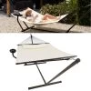 Vita5 Hangmat Met Standaard En Spreidstok – 2 Persoons – Incl. Bekerhouder - Afneembaar Kussen – Uv-bestendig – Beige -Tuin Aanleg 1200x1200 883