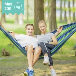 Dubbele Hangmat Blauw - 1 Of 2 Persoons - Lig Oppervlak 190x150cm - Lengte 260cm -Tuin Aanleg 1200x1200 910