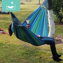 Dubbele Hangmat Blauw - 1 Of 2 Persoons - Lig Oppervlak 190x150cm - Lengte 260cm -Tuin Aanleg 1200x1200 912