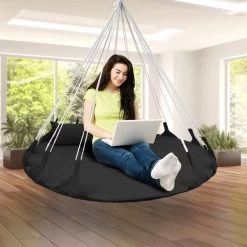 Hangnest Voor Binnen & Buiten. Met Groot En Dik Kussen Voor Volwassenen & Kinderen. Belastbaar Tot 125 Kg. VITA5 (Zwart) 11 Hangnest Voor Binnen & Buiten. Met Groot En Dik Kussen Voor Volwassenen & Kinderen. Belastbaar Tot 125 Kg. VITA5 (Zwart) -Tuin Aanleg 1200x1200 93