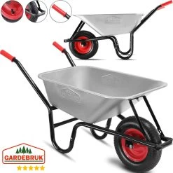 Gardebruk Kruiwagen 100L - Luchtband - 250kg Draagkracht Zilver -Tuin Aanleg 1200x1200 986