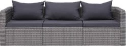 VidaXL 3-delige Loungeset Met Kussens Poly Rattan Grijs -Tuin Aanleg 1200x442