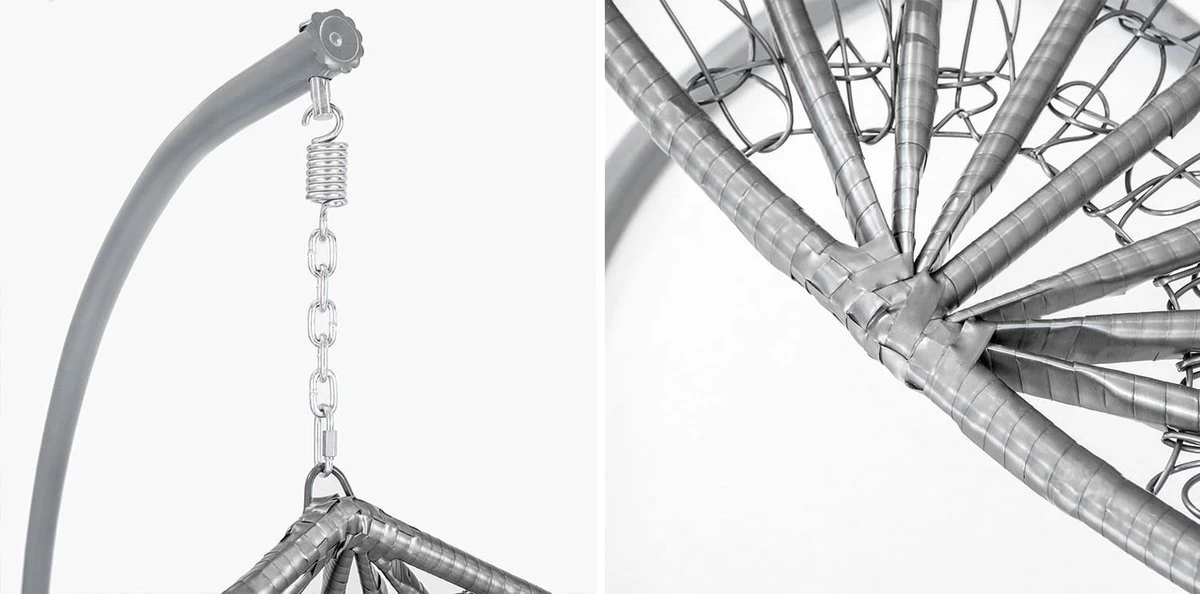 Hangstoel - Ei Stoel - Met Grijze Standaard & Kussens - Tot 125kg 8 Hangstoel - Ei Stoel - Met Grijze Standaard & Kussens - Tot 125kg - Afbeelding 6