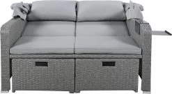Polyrattan Patio Rieten Meubels Set Voor 2 Personen-Outdoor Rattan Sofa Set Met Intrekbare Luifel-lounge Bank-PE Rotan Loveseat Voor Achtertuin Veranda Tuin Zwembad Balkon-grijs -Tuin Aanleg 1200x654