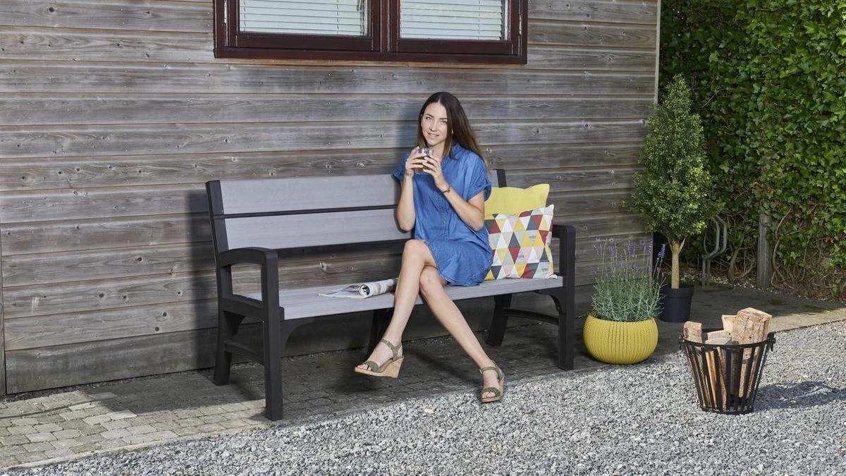 Keter Montero Tuinbank - 3-personen - 150x62,5x89cm – Grafiet 9 Keter Montero Tuinbank - 3-personen - 150x62,5x89cm – Grafiet - Afbeelding 7