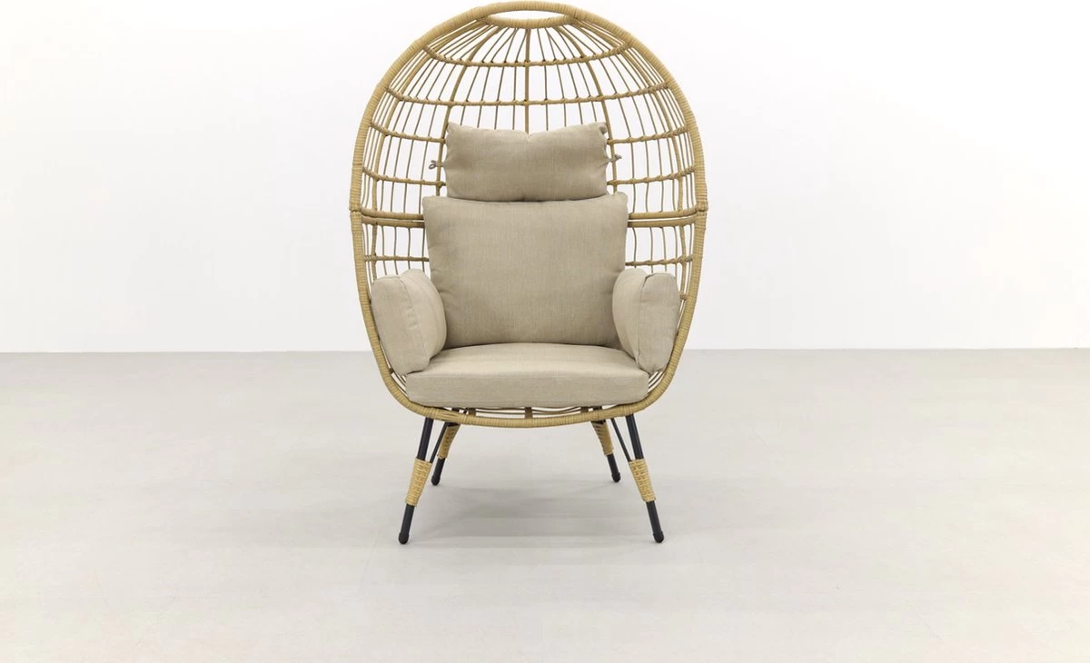Lola Egg Relaxstoel - Natural Sand - Mand Stoel 8 Lola Egg Relaxstoel - Natural Sand - Mand Stoel - Afbeelding 6