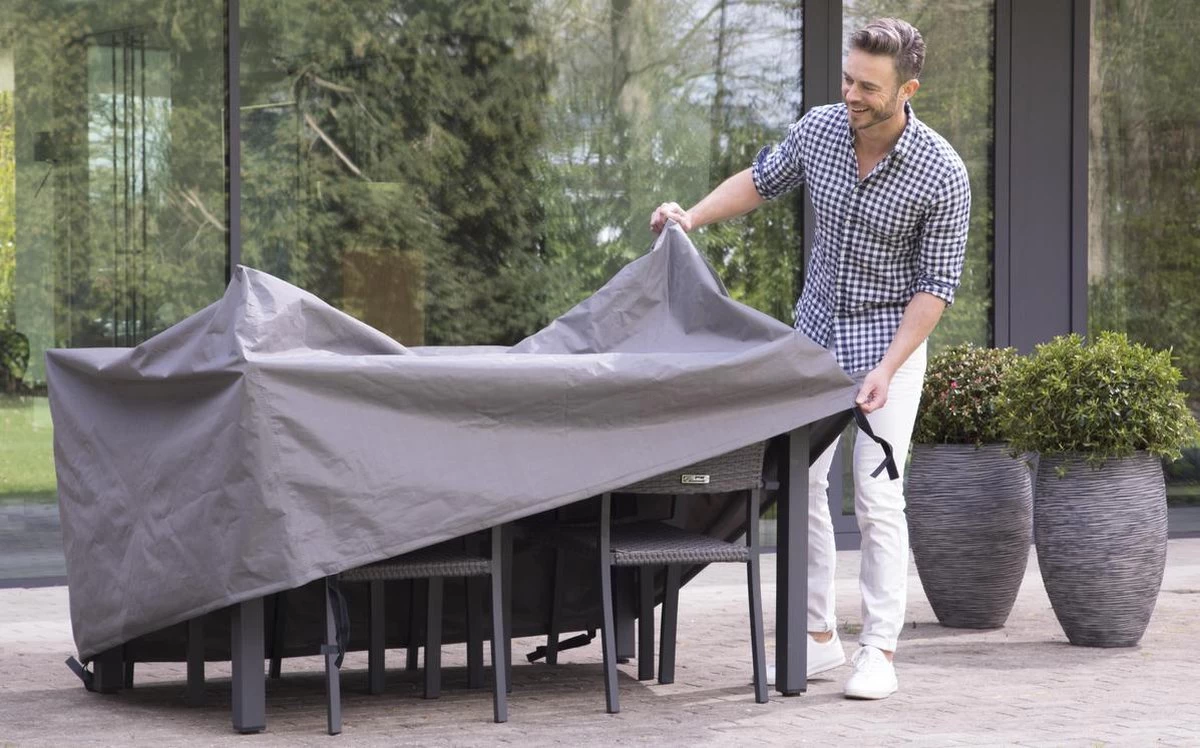 Weersbestendige Beschermhoes Tuinset (S) | 165 X 135 X 95 Cm | Premium | Waterproof | TÜV Rheinland Gecertificeerd | Hoes Voor Tuin | Waterdicht | Solution Dyed (verkleuring Onmogelijk) | Grijs / Antraciet 4 Weersbestendige Beschermhoes Tuinset (S) | 165 X 135 X 95 Cm | Premium | Waterproof | TÜV Rheinland Gecertificeerd | Hoes Voor Tuin | Waterdicht | Solution Dyed (verkleuring Onmogelijk) | Grijs / Antraciet - Afbeelding 2