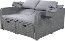 Polyrattan Patio Rieten Meubels Set Voor 2 Personen-Outdoor Rattan Sofa Set Met Intrekbare Luifel-lounge Bank-PE Rotan Loveseat Voor Achtertuin Veranda Tuin Zwembad Balkon-grijs -Tuin Aanleg 1200x761