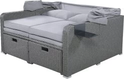 Polyrattan Patio Rieten Meubels Set Voor 2 Personen-Outdoor Rattan Sofa Set Met Intrekbare Luifel-lounge Bank-PE Rotan Loveseat Voor Achtertuin Veranda Tuin Zwembad Balkon-grijs -Tuin Aanleg 1200x769