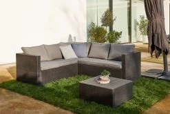 Central Park Hoekbank Loungeset Alea Grijs Staal/riet 3-delig