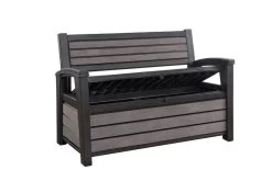 Keter - Hudson Bench Box - 2-zits Bank - Opbergbox - Hout Look & Feel - 227L - 138x63x89cm - Antraciet -Tuin Aanleg 1200x800 59