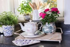 Clayre & Eef Bloempot Ø 21x17 Cm Beige Groen Keramiek Rond Bloemen Bloempot Binnen Plantenpot Plant Pot -Tuin Aanleg 1200x800 616