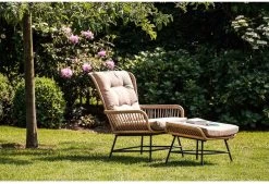 BUITEN Living Dex Wicker Loungestoel Tuin Incl. Wicker Voetenbank | Wicker + Aluminium | Bamboe Antraciet -Tuin Aanleg 1200x820 2