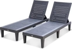 Set Van 2 Ligstoelen, PIA, Ligstoel Met Verschillende Standen, Van Kunststof, Zwart -Tuin Aanleg 1200x820 4