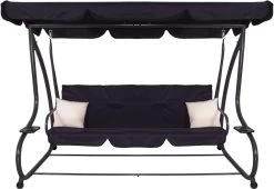 Springos Schommelbank | Linda-Schommel | 3-zits | Waterafstotend | Inclusief 2 Kussens | Verstelbare Luifel | 162 X 200 X 120 Cm | Zwart -Tuin Aanleg 1200x824 3